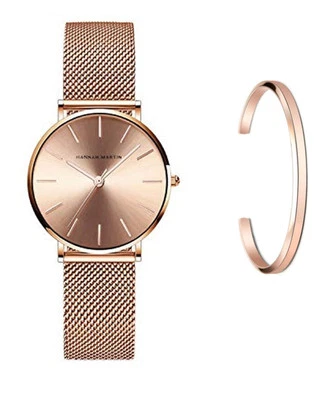 Женские модные классические простые золотистые часы HANNAH MARTIN - Изображение 1 из 4