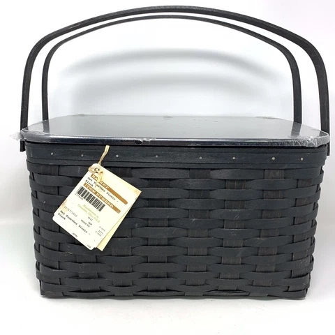2010 Longaberger - Get Together PICNIC Basket Black Lid and Liner Cover