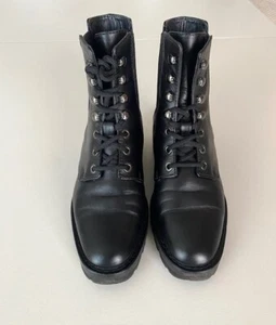 Max Mara Boots stivaletti con lacci in pelle nera taglia 36 (36,5) - Foto 1 di 11