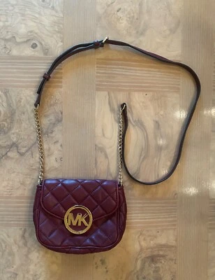 Michael Kors Fulton Burgundy Small Flap Quilted Leather Crossbody Bag  - Image 1 of 4