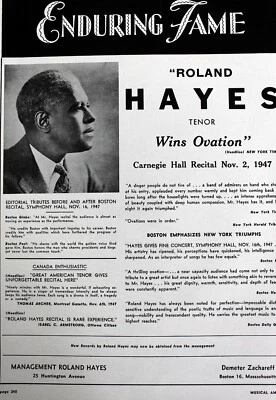 ROLAND HAYES Opera Tenor 1940s Booking Ad Concert Orchestra Performer - Image 1 of 2