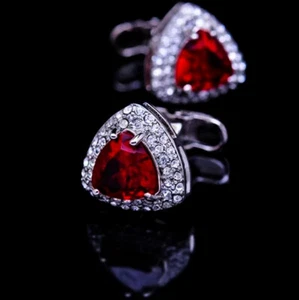 Red Ruby Gemstone Hand-Made Cufflink With 925 Silver Men's Cufflink CF83 - Picture 1 of 2