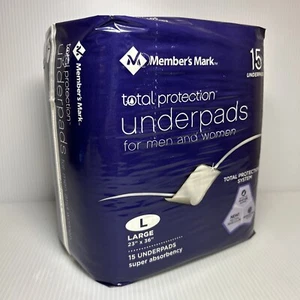 Member's Mark Total Protection UNDERPADS - 15 Count, Large L 23" x 36" ~ NEW - Picture 1 of 9