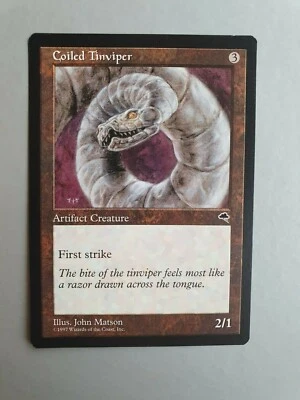 Coiled Tinviper, MTG Tempest (1997) Common Artifact VNM  - Image 1 of 2