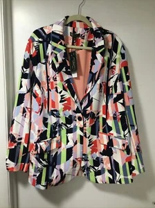 DG2 Diane Gilman Stretch CREPE BLAZER P STRFLR 2X Plus Size Multi Color Jacket - Picture 1 of 2