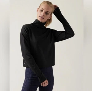Athleta M Medium Whistler Mock Neck Top Black NEW! #466653 - Picture 1 of 5