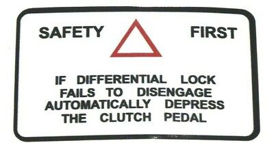 Decal - Safety First - Diff Lock. Compatible With: Massey Ferguson: 100 Series • 8.20£