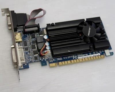 GeForce GT 520 1GB DDR3, HDMI, DVI, VGA, Gigabyte GV-N520D3-1GI, REV 1.0 WORKING - Image 1 of 4