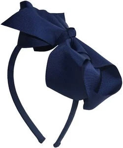 Oversize Ribbon Bow Alice Hair Band Headband Navy Blue - Picture 1 of 1