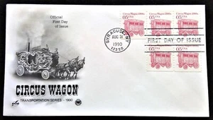 Scott 2452 FDC Circus Wagon Transportation Series 5 Stamps Coil 3 Coil 2 PCS - Picture 1 of 3