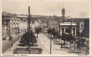 RPPC Valparaiso Chile Street Scene Avenida Brasil 1920s Hans Frey - Picture 1 of 2