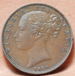 Great Britain, 1850/40 (50/40) Farthing, KM725, Very Fine, some marks, 5-25 - Picture 1 of 3