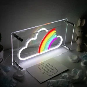 Rainbow Neon sign Bedroom Night Light Lamp Kids Room Home Wall Art Decor Gift - Picture 1 of 8