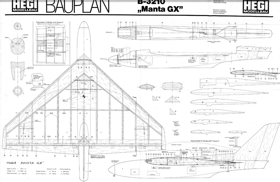 REVELLE SCHUCO HEGI "MANTA GX" PLANS - Image 1 of 1