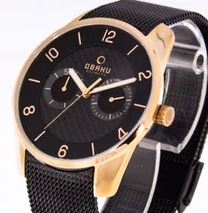 Obaku Herrenuhr V171GMVBMB Farbe schwarz roségold Milanaiseband Datum 5ATM - Bild 1 von 4