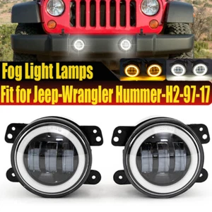 2x 4 Inch LED Fog Lights Lamp Fits Jeep Wrangler JK TJ LJ Dodge Journey Charger - Picture 1 of 19