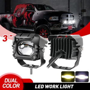 3 Inch LED Work Light Dual color Cube Pod Bar Driving Fog Lamp Offroad Truck SUV - Picture 1 of 9
