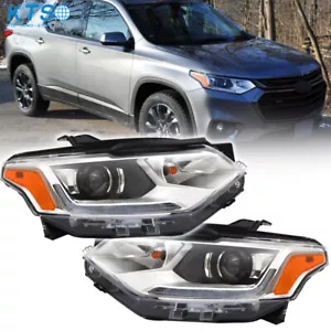 For Chevrolet Traverse 2018-2021 HID/Xenon Headlight w/LED DRL Pair Chrome LH&RH - Picture 1 of 16