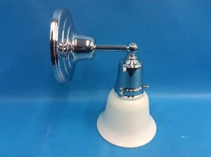Chrome Silver Color Bathroom Vanity Light w Shade Pottery Barn Hawthorne Sconce - Picture 1 of 10