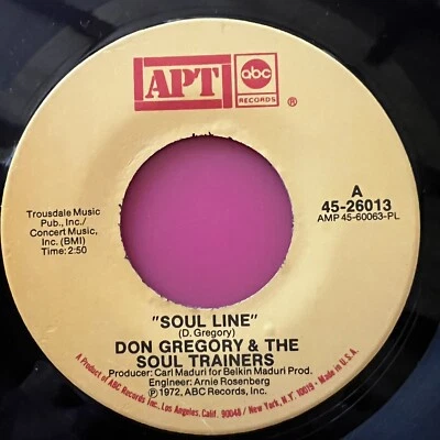 Don Gregory & The Soul Trainers - Soul Line 7” Cleveland 45 Apt 1972 Funk 45rpm - Image 1 of 4