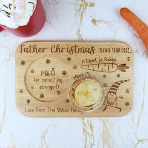Personalised Christmas Eve Plate Tea, Biscuit Board Father Xmas Please Stop Here - Picture 1 of 21