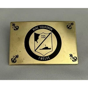 Mine Squadron Twelve Anchors Belt Buckle Brass signed Wesley Kilburn - Picture 1 of 5