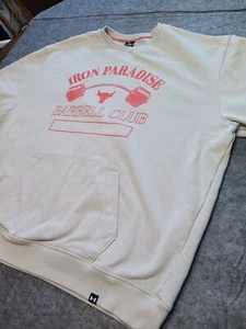 Under Armour Project Rock Sweatshirt Mens Iron Paradise Barbell Club Cut Off 2XL - Picture 1 of 7