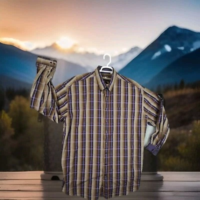 Stetson Western Button Down Shirt Mens 4XL  Style 0879 Earth ombre Brown Plaid  - Image 1 of 4