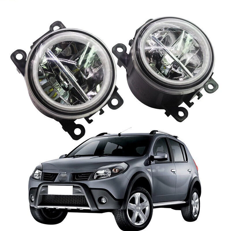 LED Fog Light + Angel Eye Rings Daytime Running Lights Fit For Renault Sandero - Image 1 of 4