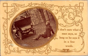 Postal I Don't Care What A Man Says espalda dividida matasellada 1910 - Imagen 1 de 2
