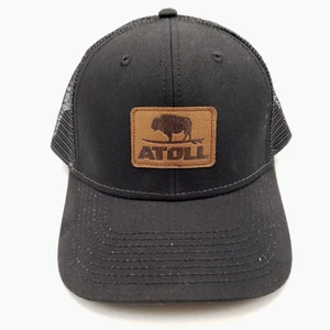 Atoll Board Co Trucker Hat Black W/ Leather Buffalo Patch Surf Paddle NEW - Bild 1 von 8