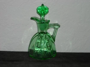 Heisey Old Sandwich Oil Bottle Cruet Moongleam Green - Picture 1 of 3