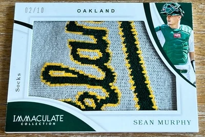SEAN MURPHY 2020 Panini Immaculate SOCKS RELIC OAKLAND LOGO PATCH #02/10 ! - Image 1 of 2