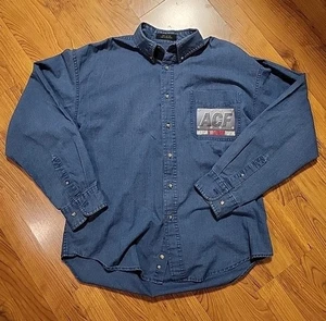 Vintage Hill & Archer LS American Championship Fighting blau Denim Hemd Medium gebraucht, in einwandfreiem Zustand  - Bild 1 von 7