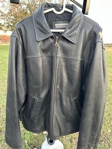 Structure Urbanwear Black leather jacket Men insulated Full zip Motorcycle Bike - Picture 1 of 16