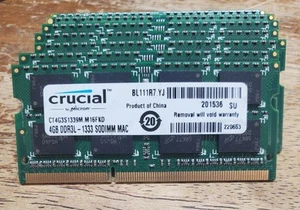 4x CRUCIAL 4GB SO-DIMM 1333 MHz DDR3L-10600 DDR3 Memory (CT4G3S13339M M16FKD) - Picture 1 of 1