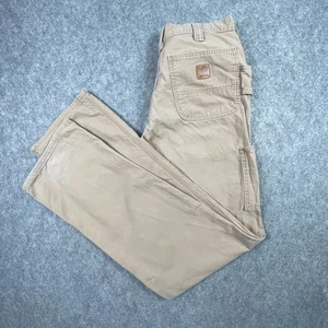 Carhartt B151 Carpenter Hose Herren 32x36 Khaki Canvas Work Utility Hammer Loop - Bild 1 von 14