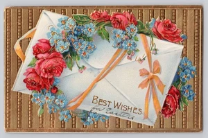 Postal en relieve Best Wishes for Easter Roses Forget Me Nots serie alemana 7059 - Imagen 1 de 2