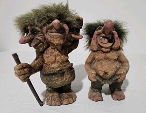 Pair Of Vintage Nyform Norwegian Trolls Walking Staff NICE! - Picture 1 of 9