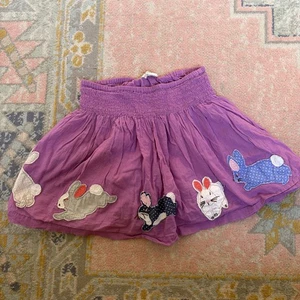 Mini Boden Smocked Bunny Applique Purple Skirt 5-6 Years Easter Spring - Picture 1 of 6