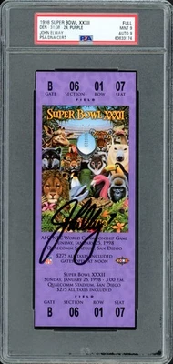 John Elway Signed 1998 Super Bowl XXXII Ticket Broncos PSA 9 Auto Mint 9 PSA/DNA - Image 1 of 2