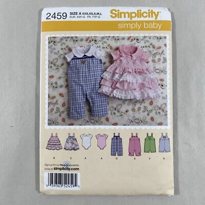 Simplicity Simply Baby 2459 Size "A" Sewing Pattern Bodysuit Romper Jumper Uncut - Image 1 of 4