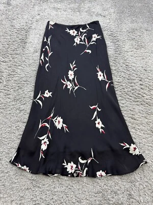 Маленькая изысканная юбка женщин 4 черный цветочный шелк макси трапециевидный прихотливый фея - Изображение 1 из 4