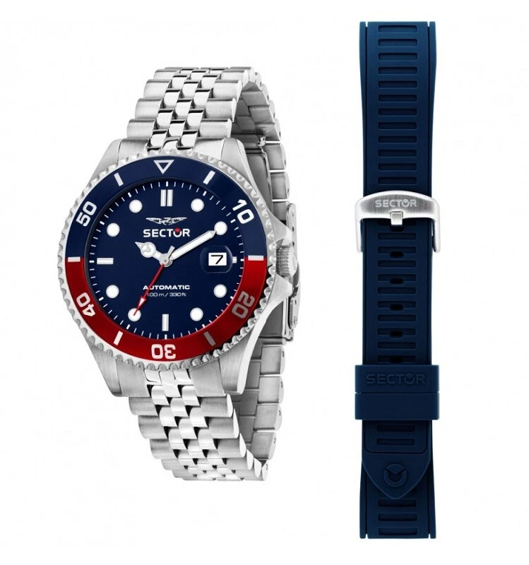 Orologio Uomo Sector Automatico Lunetta Blu Rosso Tempo e Data R3223161018