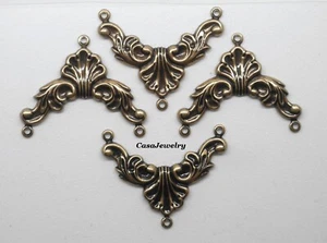 #1598 ANTIQUED GOLD 3 RING "Y" CONNECTOR - 4 Pcs - Picture 1 of 2
