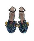 New BETSEY JOHNSON Sandals Butterfly Size 5 / 7 Block Low Heel Ankle Strap