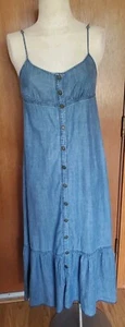 Free People Denim Cotton Blend Straps Open Back Maxi Dress Small - Picture 1 of 10