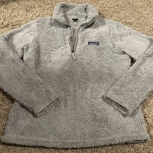 Patagonia Sweater Womens Small Gray 1/4 Zip Sherpa Fleece Pullover Jacket Sweat - Picture 1 of 5
