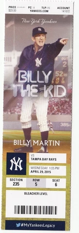 2015 NEW YORK YANKEES VS TAMPA BAY RAYS Ticket Stub 4/29/15 RANDOM YANKEE GREAT Cover