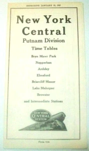 NEW YORK CENTRAL PUTNAM DIVISION FORM 114 PASSENGER TIMETABLE JANUARY 19, 1947 - Picture 1 of 1